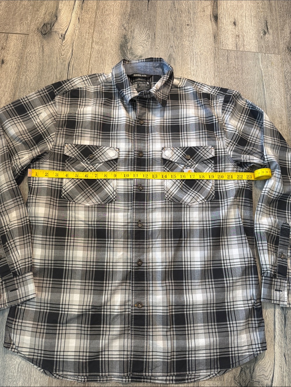 Carhartt Black and White Plaid Button-Down Work Shirt - Picture 4 of 11